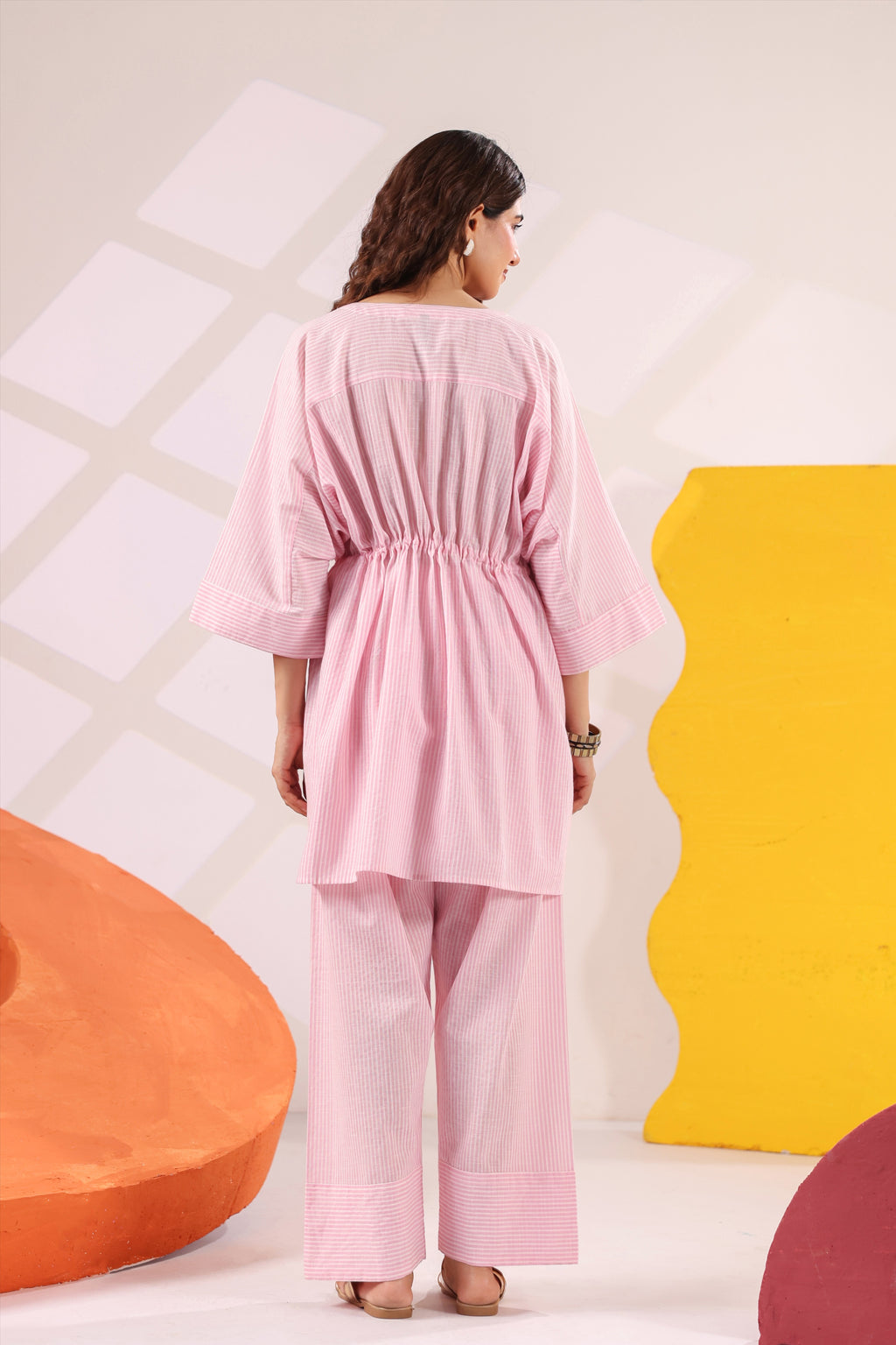 Soft Cotton Pink Lounge Co-ord Set | Stylish Kurta Pant Set for Women